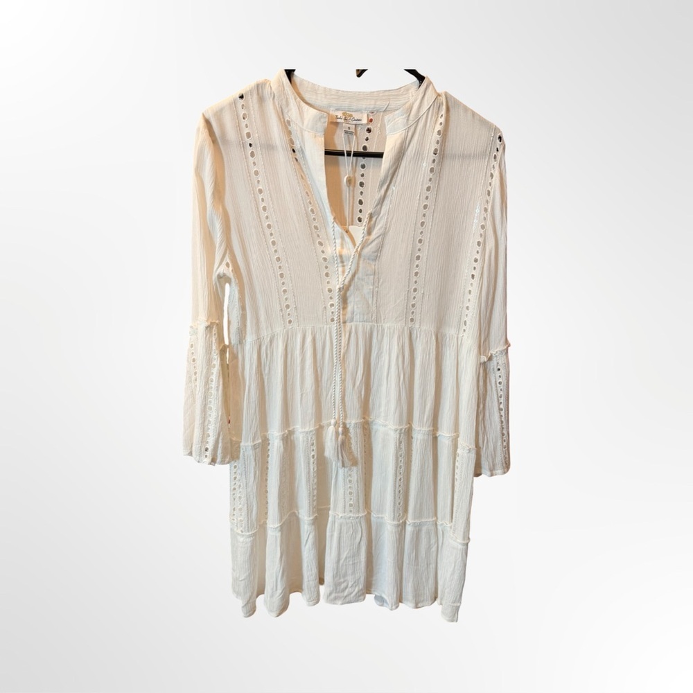NWT TURKS & CAICOS White Eyelet Tassel Coverup Dress — Size Small — 🤍 - Picture 4 of 13